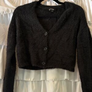 Art Class Black Fuzzy Cardigan Sweater